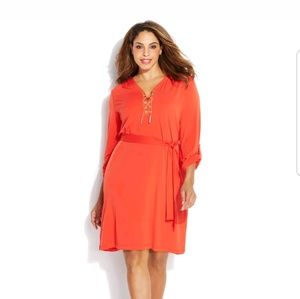 MICHAEL KORS GOLD CHAIN ORANGE SUMMER DRESS 1X